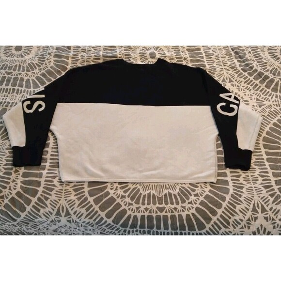 CALVIN KLEIN - WOMEN'S BLACK WHITE COLOR BLOCK LOGO SWEATER - SZ XL - Picture 7 of 7